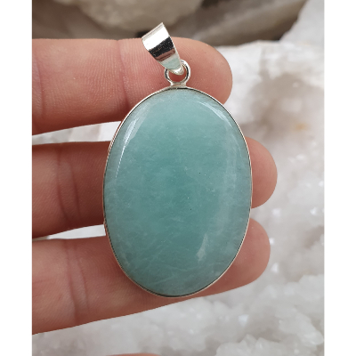 Pendentif amazonite sertie sur argent