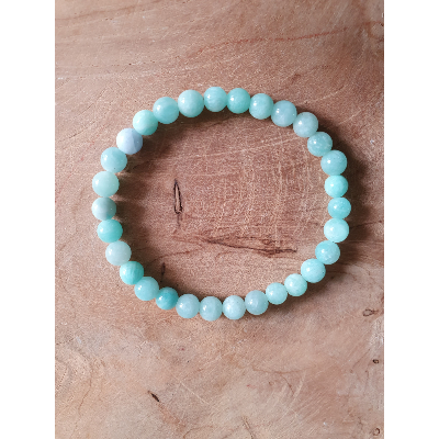 Bracelet amazonite du Pérou  sur fil élastique et perles de 6mm de diamètres