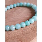 Bracelet amazonite du Pérou  sur fil élastique et perles de 6mm de diamètres