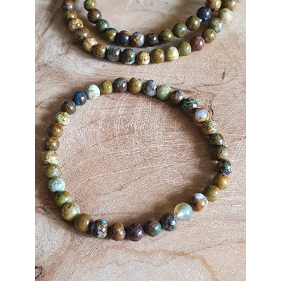 Bracelet  chrysocolle sur gangue sur fil élastique et perles de 6mm
