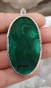 Pendentif malachite sertie sur argent