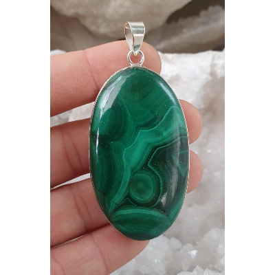 Pendentif malachite sertie sur argent
