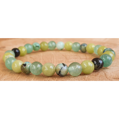 bracelet jade, aventurine et chrysocolle 6mm