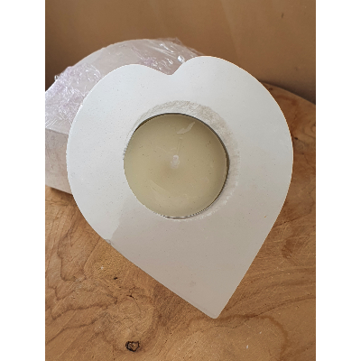 bougeoir en selenite forme de coeur