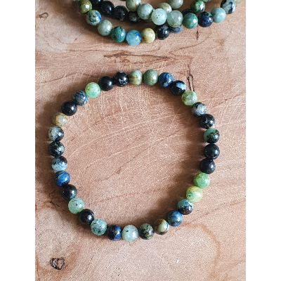 Bracelet  chrysocolle sur fil élastique et perles de 6mm