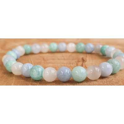 bracelet amazonite, aigue marine et pierre de lune 6mm