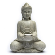 Bouddha méditant bougeoir couleur gris