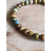Bracelet  chrysocolle sur gangue sur fil élastique et perles de 6mm