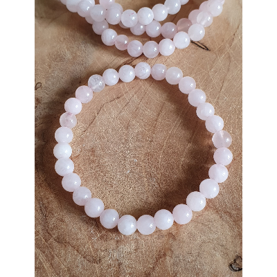 Bracelet sur fil elastique quartz rose en perles de 6mm