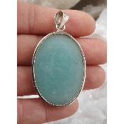Pendentif amazonite sertie sur argent
