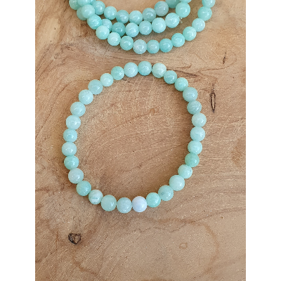 Bracelet aigue marine perles 6mm 