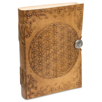 Grimoire  Fleur de vie - avec couverture en cuir