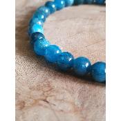 Bracelet sur fil elastique Apatite Bleu Madagascar en perles de 6mm