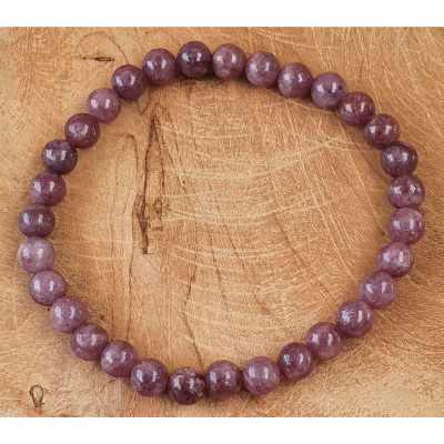 lepidolite perles de 6 mm sur fil élastique 