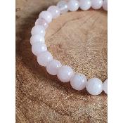 Bracelet sur fil elastique quartz rose en perles de 6mm